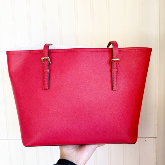 Michael Kors Quinn Medium Pebbled Leather Tote Bag in Crimson Red NEW! - Picture 5 of 9